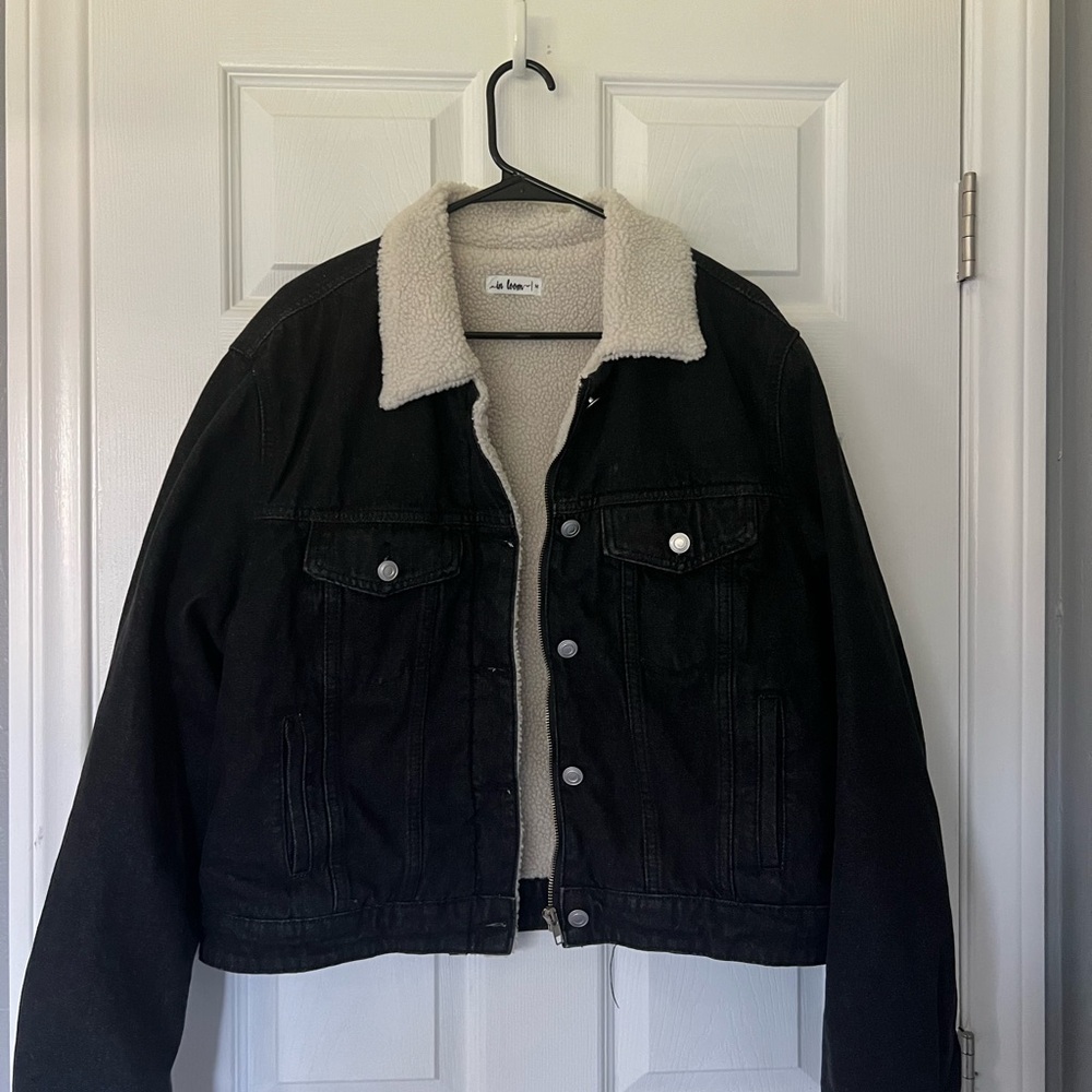 Black Denim Jean Jacket with Sherpa Lining